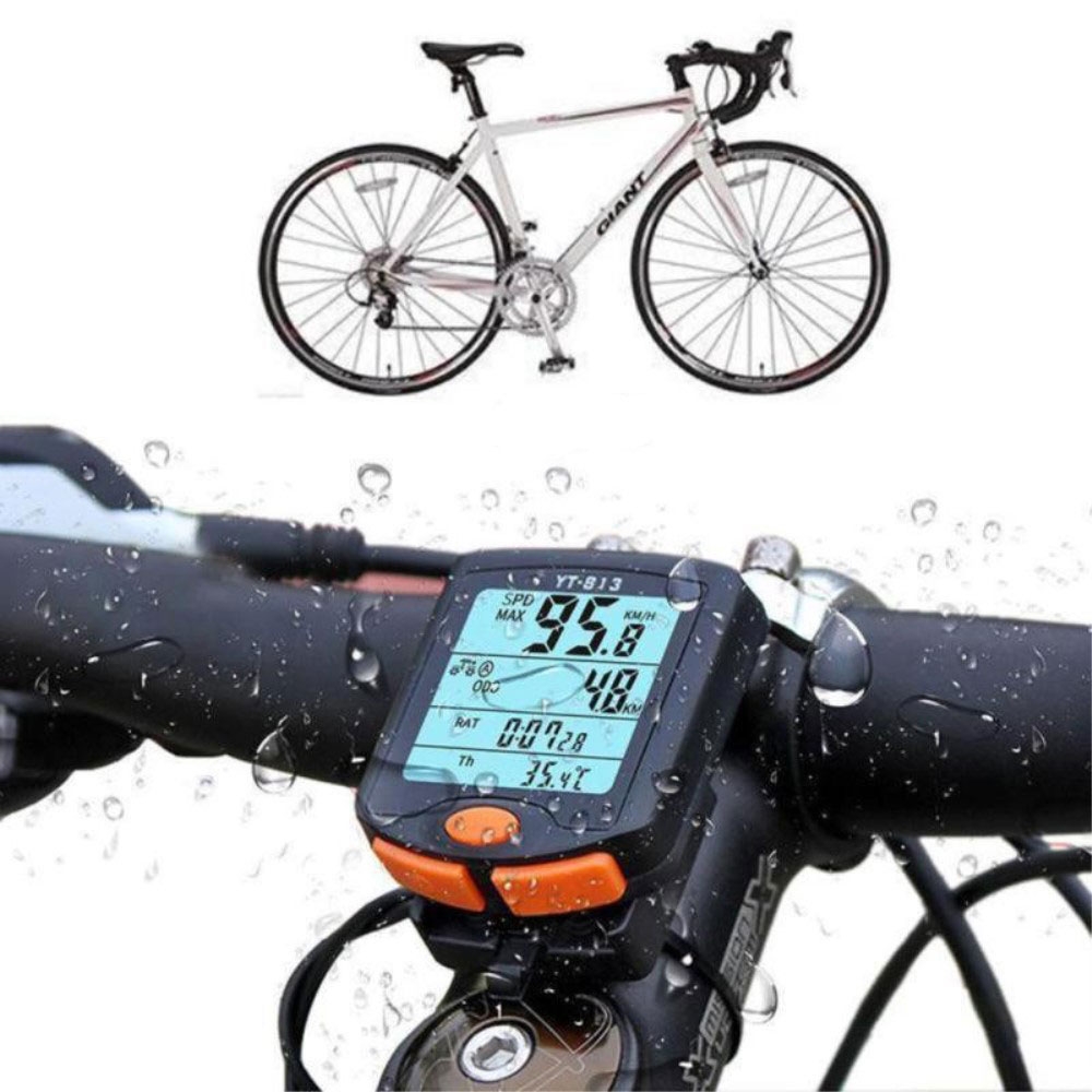 Digitaler Fahrrad Tacho Geschwindigkeitsmesser Velo Temperatur / Kilometer Messgerät mit LCD Anzeige   Hintergrundbeleuchtung