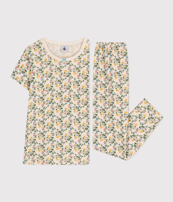 Pyjama en coton imprimé motif fleurs enfant