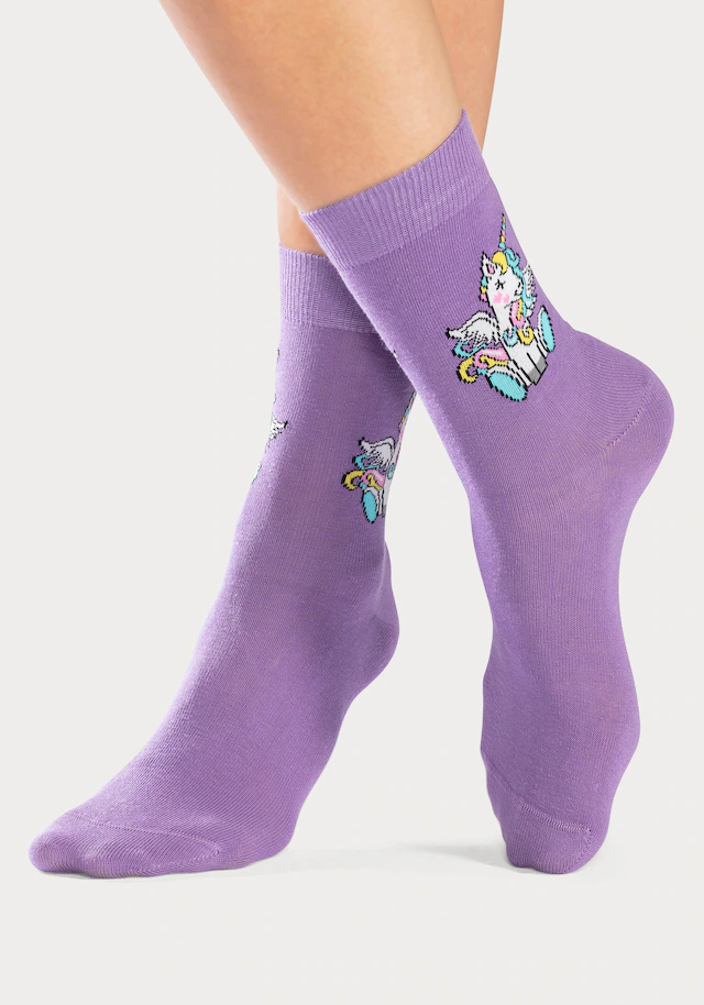 H.I.S Basicsocken Packung, 4 Paar tlg. mit Einhorn Motiven