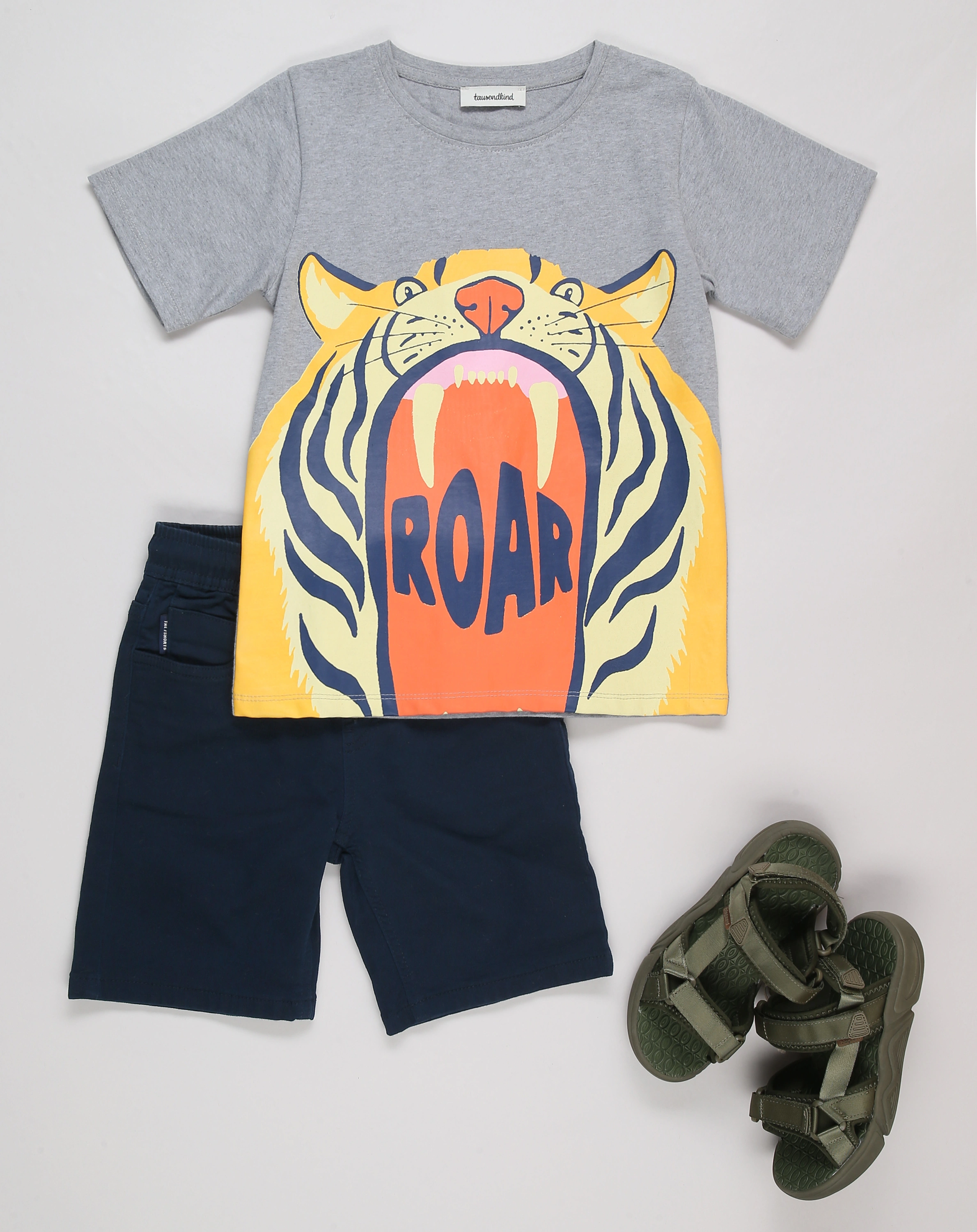 T-Shirt TIGER in grau meliert