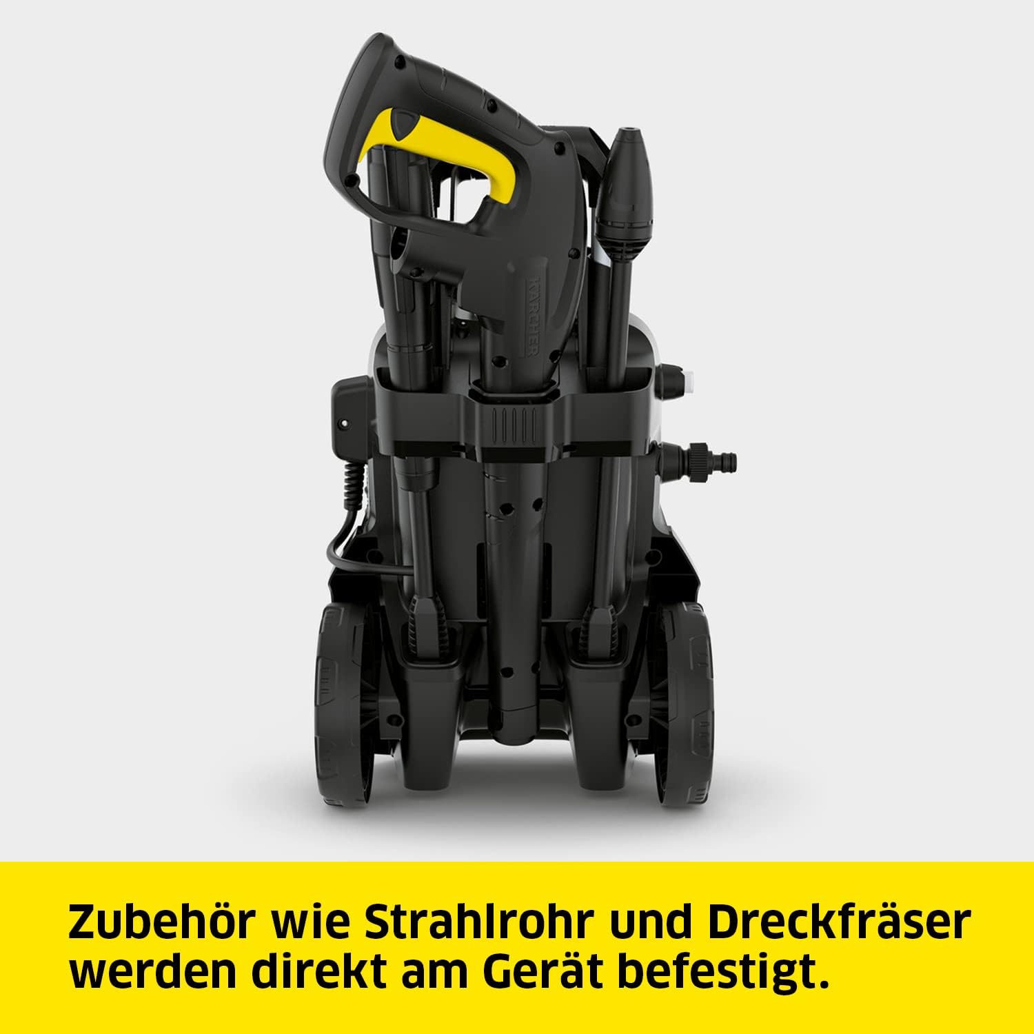 Kärcher Hochdruckreiniger K 5 Compact, Druck: max. 145 bar, Durchfluss: max. 500 l/h, Flächenleistung: 40 m²/h, Wasserfilter, Gewicht: 12 kg, Hochdruckschlauch und -Pistole, Dreckfräser, Strahlrohr