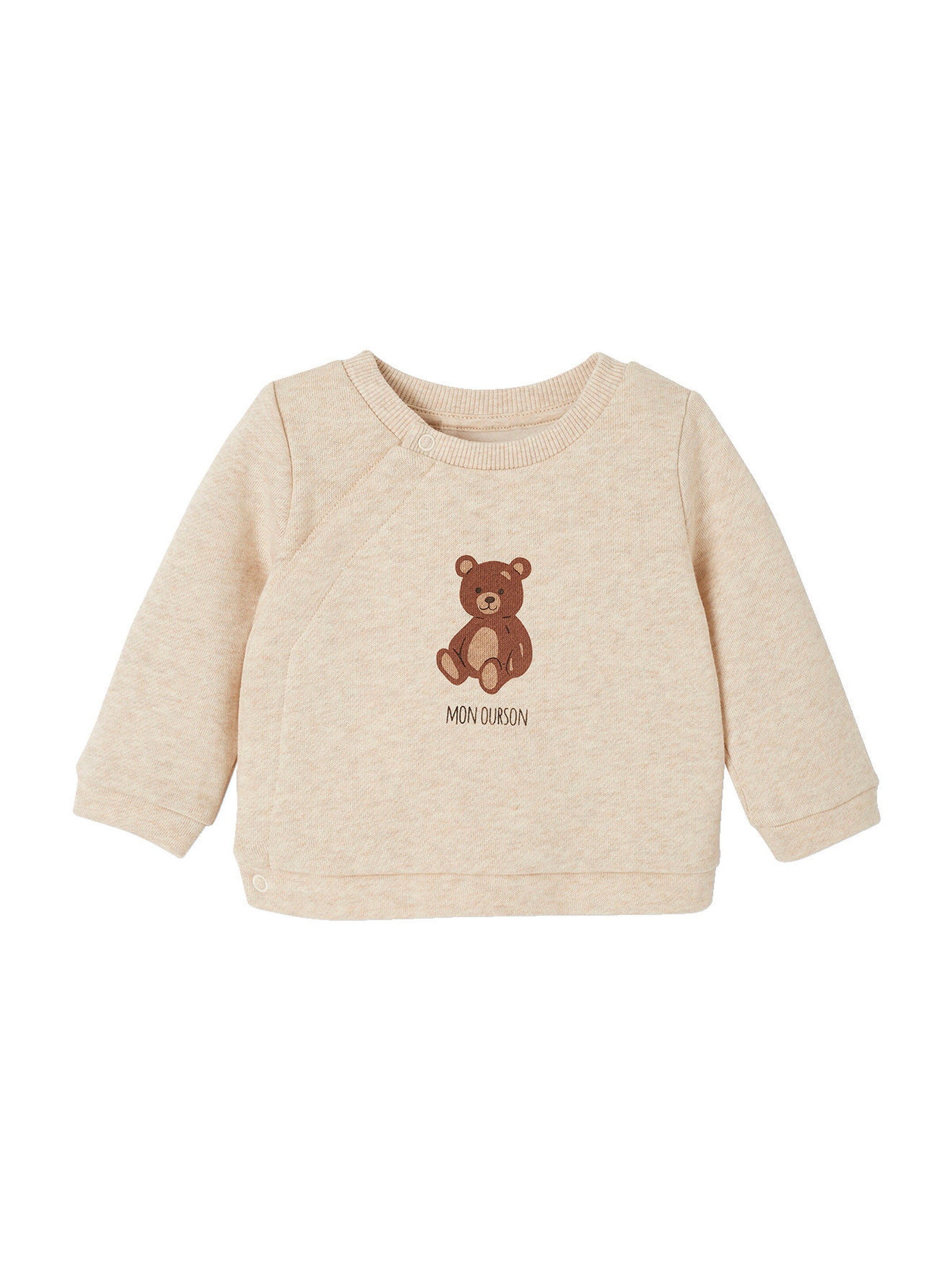 Vertbaudet Baby-Set mit Teddyprint: Wickeljacke & Hose beige meliert