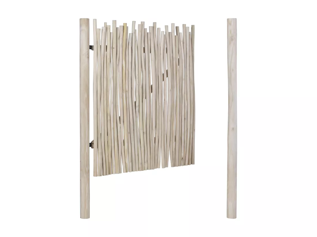 Portillon en bois de teck - L117 x H120 cm colori naturel clair - EDANA