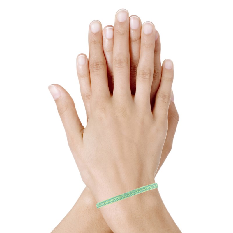 Bracelet Lien Tissé Blanc Flèches Jaune Fluo et Vertes