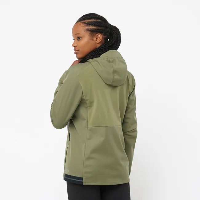 GORE TEX INFINIUM™ WINDSTOPPER®  Windjacke mit Kapuze durchgehendem Reißverschluss Damen DEEPLICHENGREEN