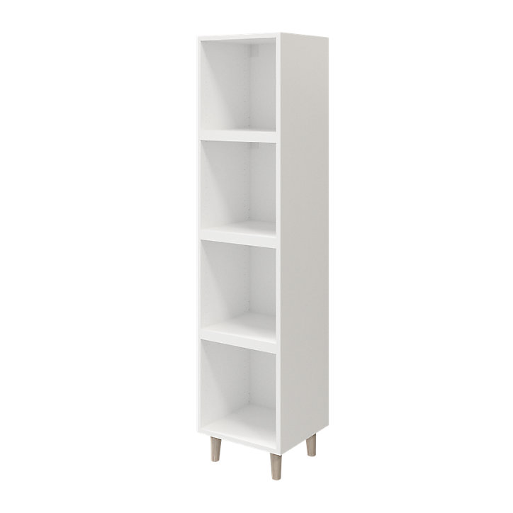 Colonne de rangement blanche sur pieds avec tiroirs et porte effet chêne GoodHome Atomia H. 161 x L. 37,5 x P. 35 cm