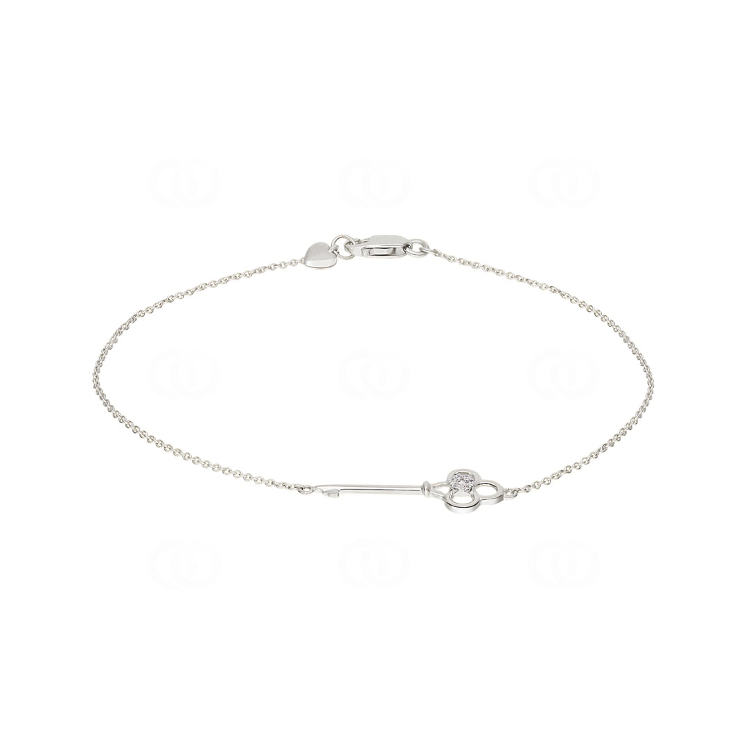 Armband 750/18 K Weissgold Schlüssel mit Diamanten 0.02 ct H/si