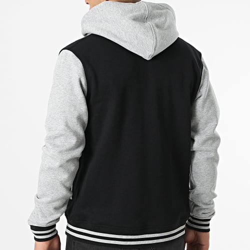 Veste Teddy Zippée Capuche TB287 Noir Gris Chiné