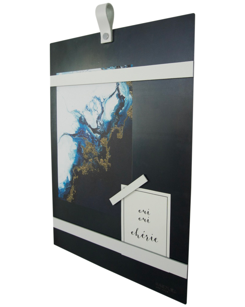 Magneetbord met magneetstrips Leer: Wit (inclusief 6 leren magneetstrips)