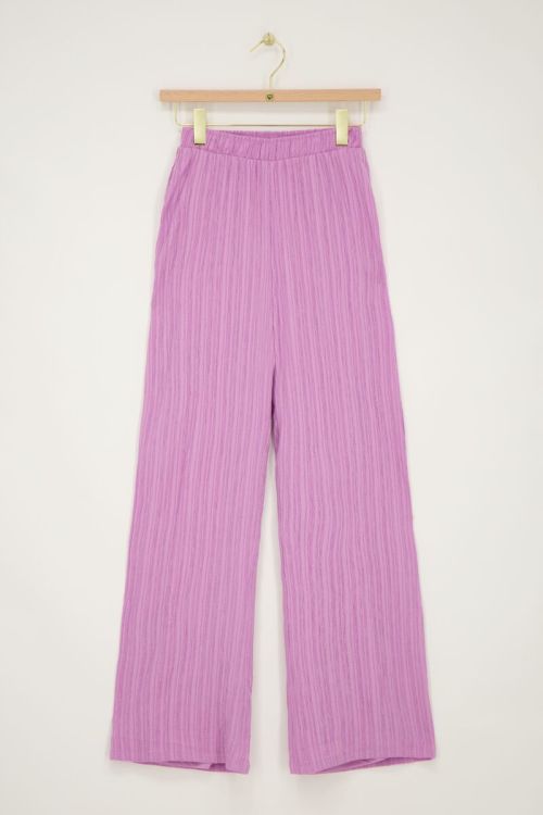 Paarse wide leg crinkle broek