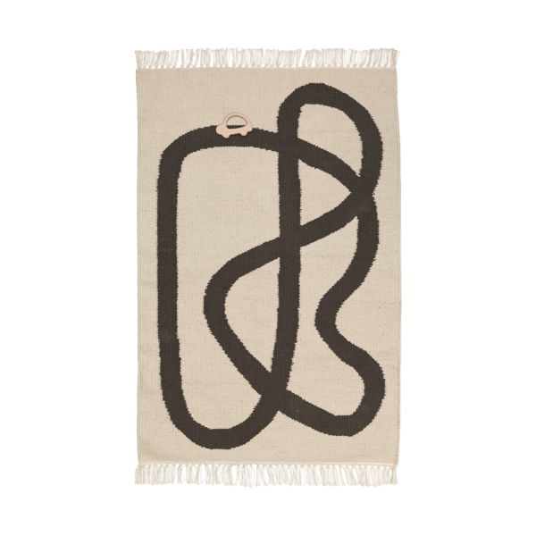 Ferm Living Lane Vloerkleed - Off-White / Chocolate
