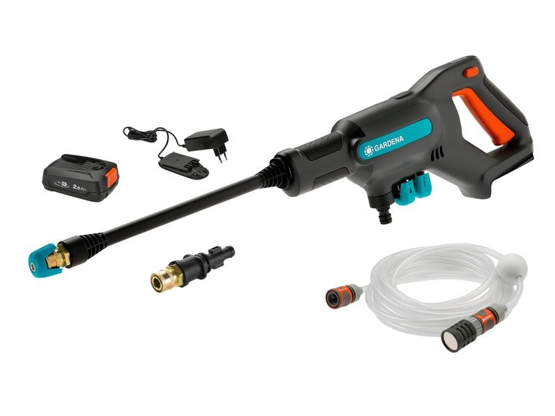 GARDENA Akku-Mitteldruckreiniger AquaClean 24/18 V P4A Set Akkubetriebener Mitteldruckreiniger