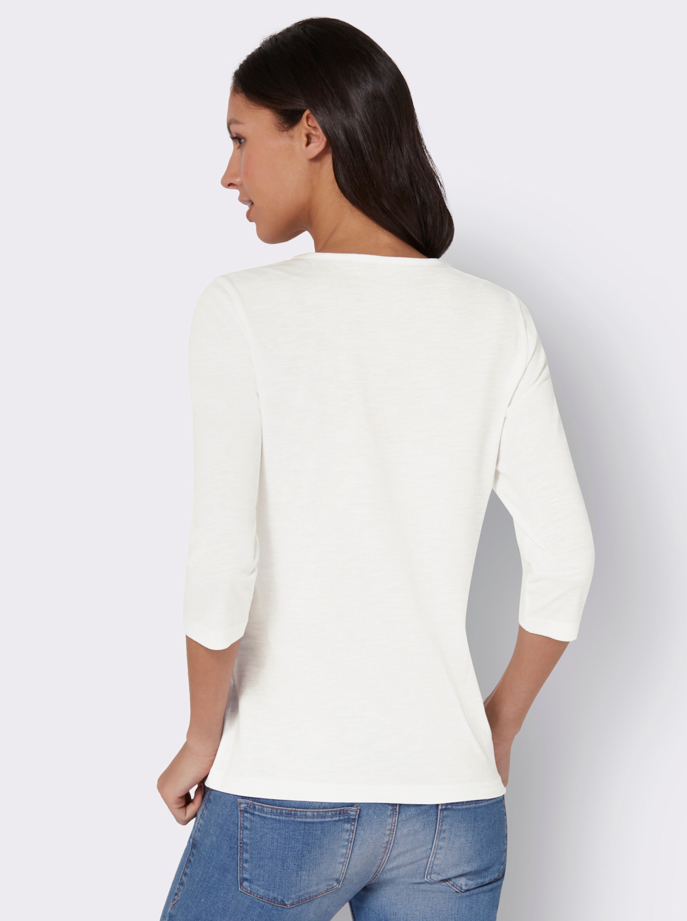 34-Arm-Shirt mit Alpaka-Druck