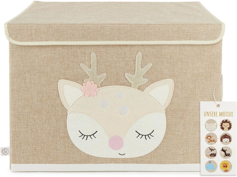 bieco Aufbewahrungsbox Ella mit Deckel Hirsch Spielzeugbox mit Deckel