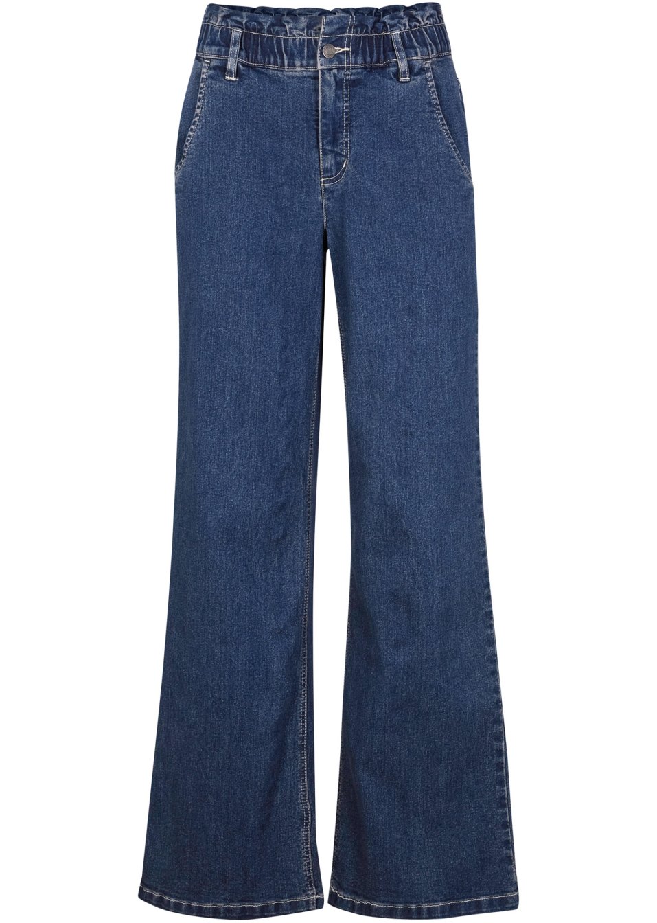 Jean paper bag taille haute, jambes larges