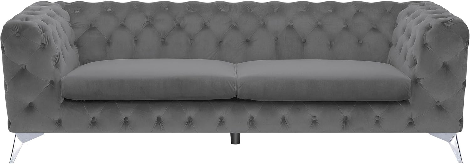 Klassisches Polstersofa Samtstoff Chesterfield Style grau Sotra