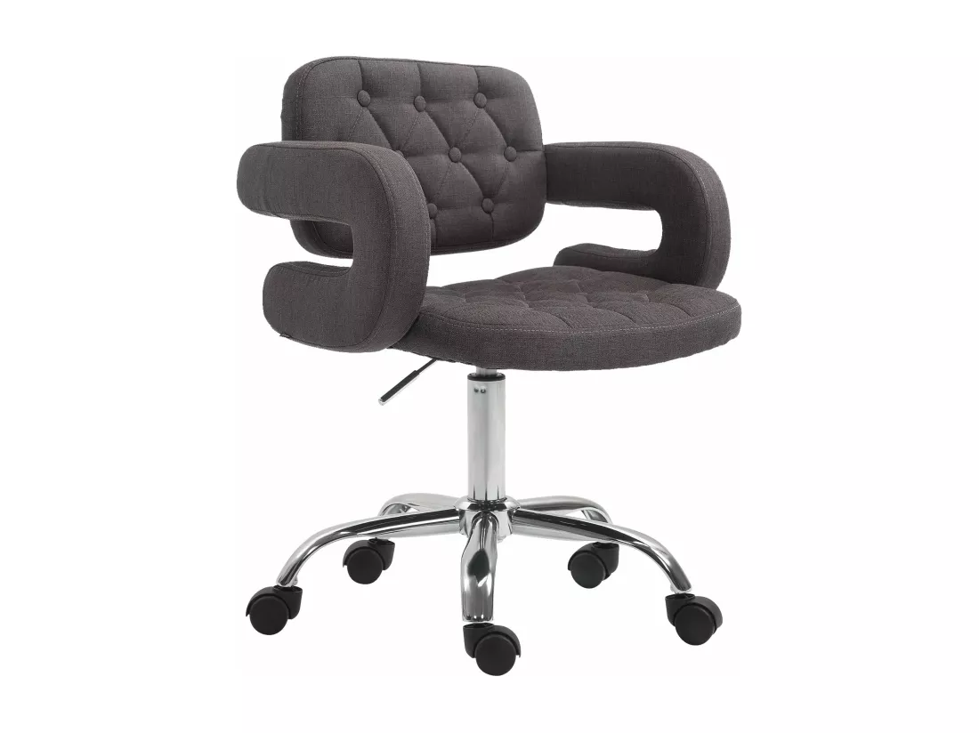 Chaise de bureau - Tissu & Métal chromé - Gris foncé - Dublin