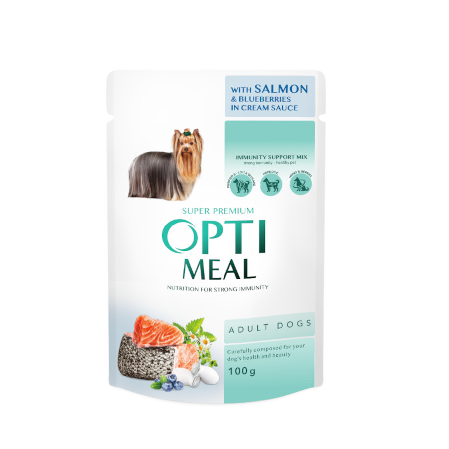OPTIMEAL™. Alimento úmido para cães adultos - salmão e cranberry em molho cremoso, 0,1 kg