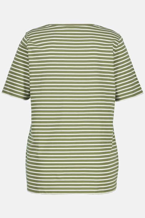 Pyjamashirt, Ringel, Rundhals, Halbarm, Biobaumwolle