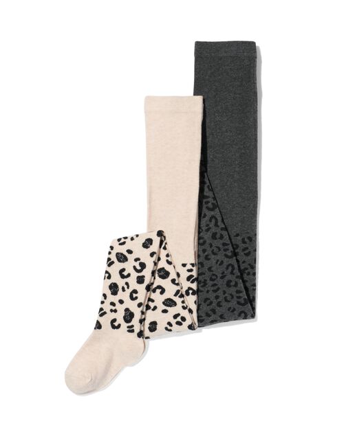 2 paires de collants épais enfant avec coton gris chiné