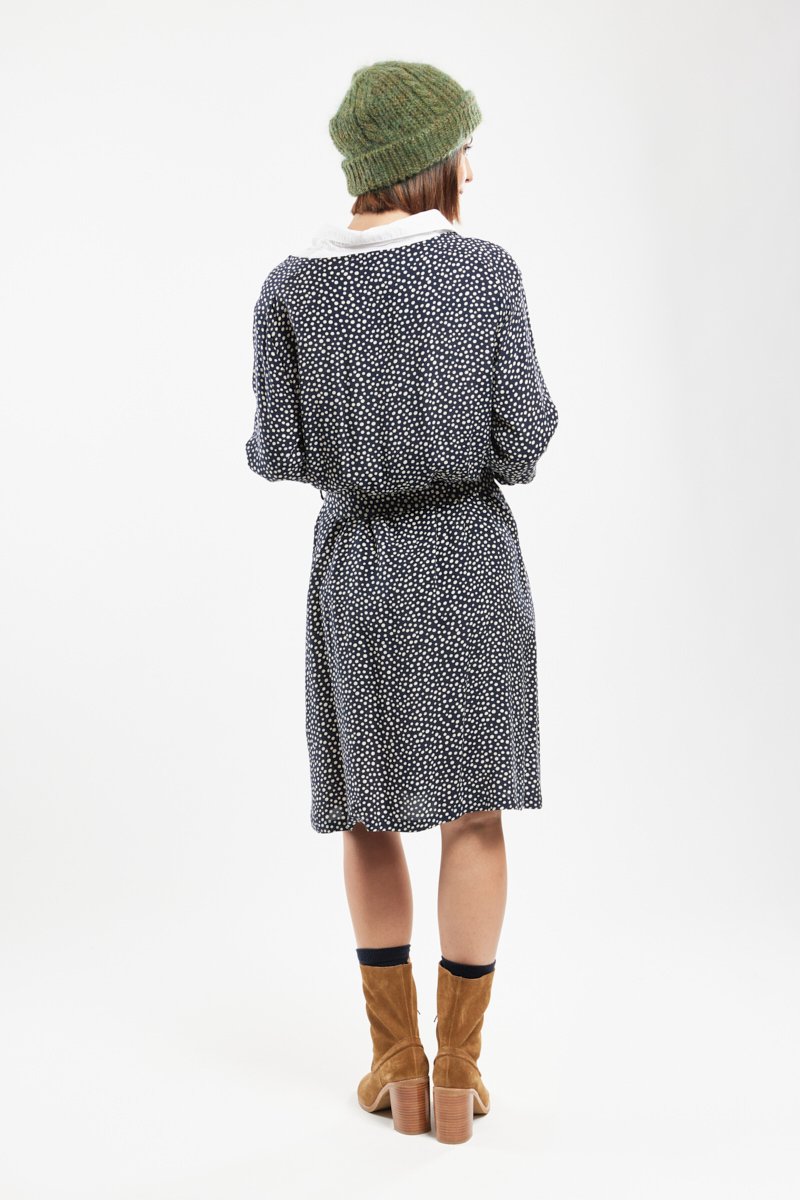 Robe ceinturée à pois - cupro