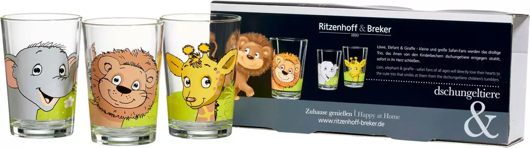 Wasserglas Dschungeltiere 3tlg.
