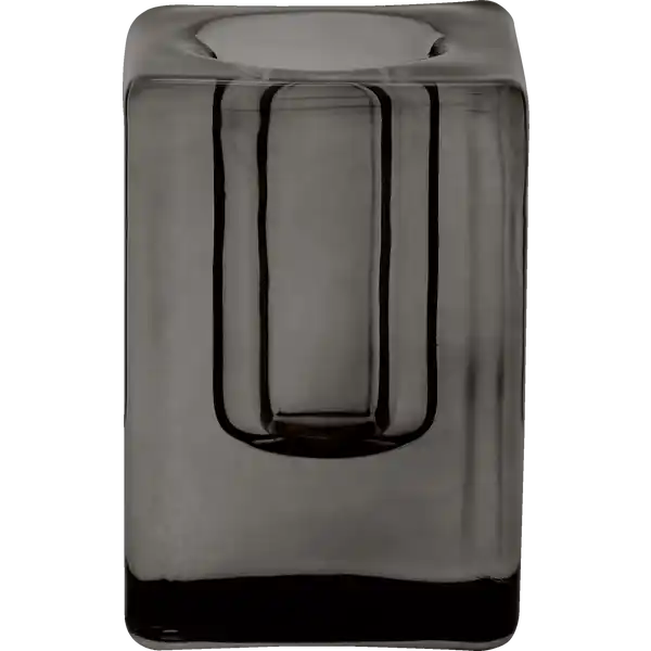 Stabkerzenhalter Glas grau / schwarz klein