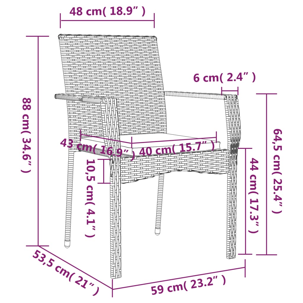 Mobilier à dîner de jardin et coussins 5 pièces noir et gris