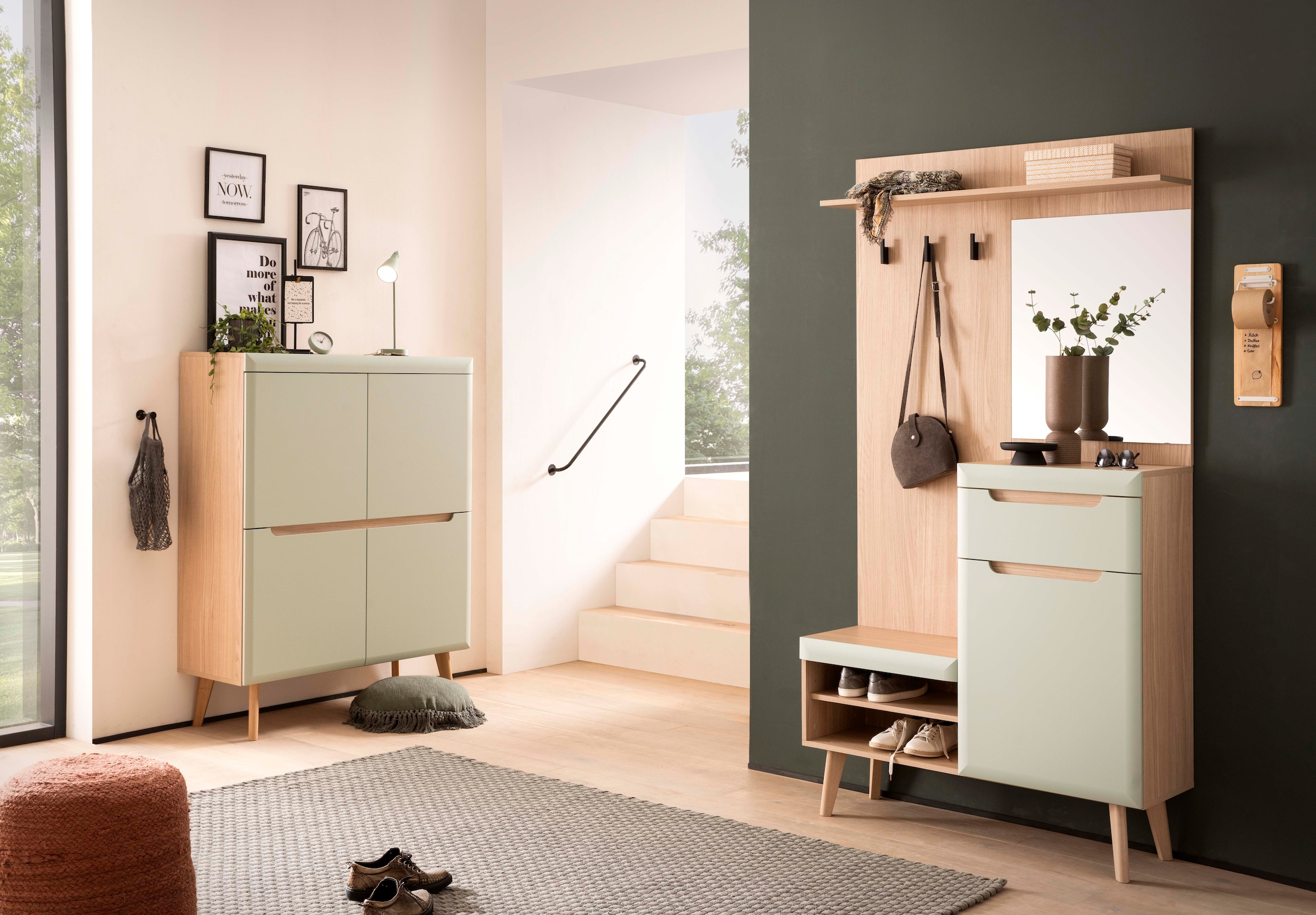 Home affaire Kompaktgarderobe »Torge, Garderobe mit Stauraum, Garderobenschrank im Scandic Design« in zwei Farben, viel Stauraum, 107 cm breit, für kleine Räume geeignet