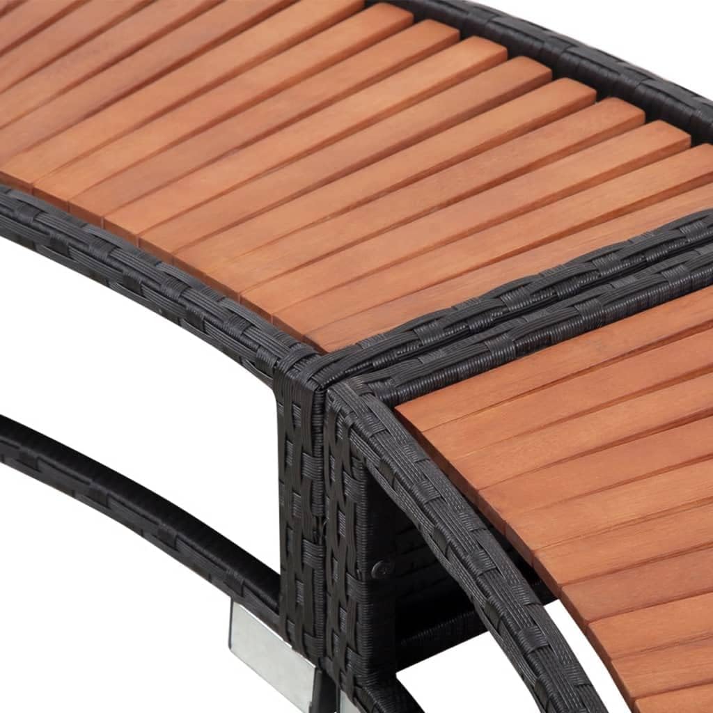vidaXL Umrandung mit Stauraum für Whirlpool Spa Schwimmbecken Poolumrandung Poly Rattan Schwarz Hartholz Rund Pulverbeschichteter Stahl