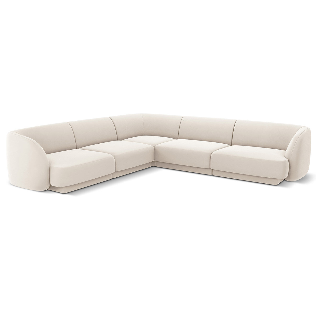 Micadoni Limited Edition Canapé d'angle Symétrique En Velours Miley 5 Places beige clair - 252x252x74 cm