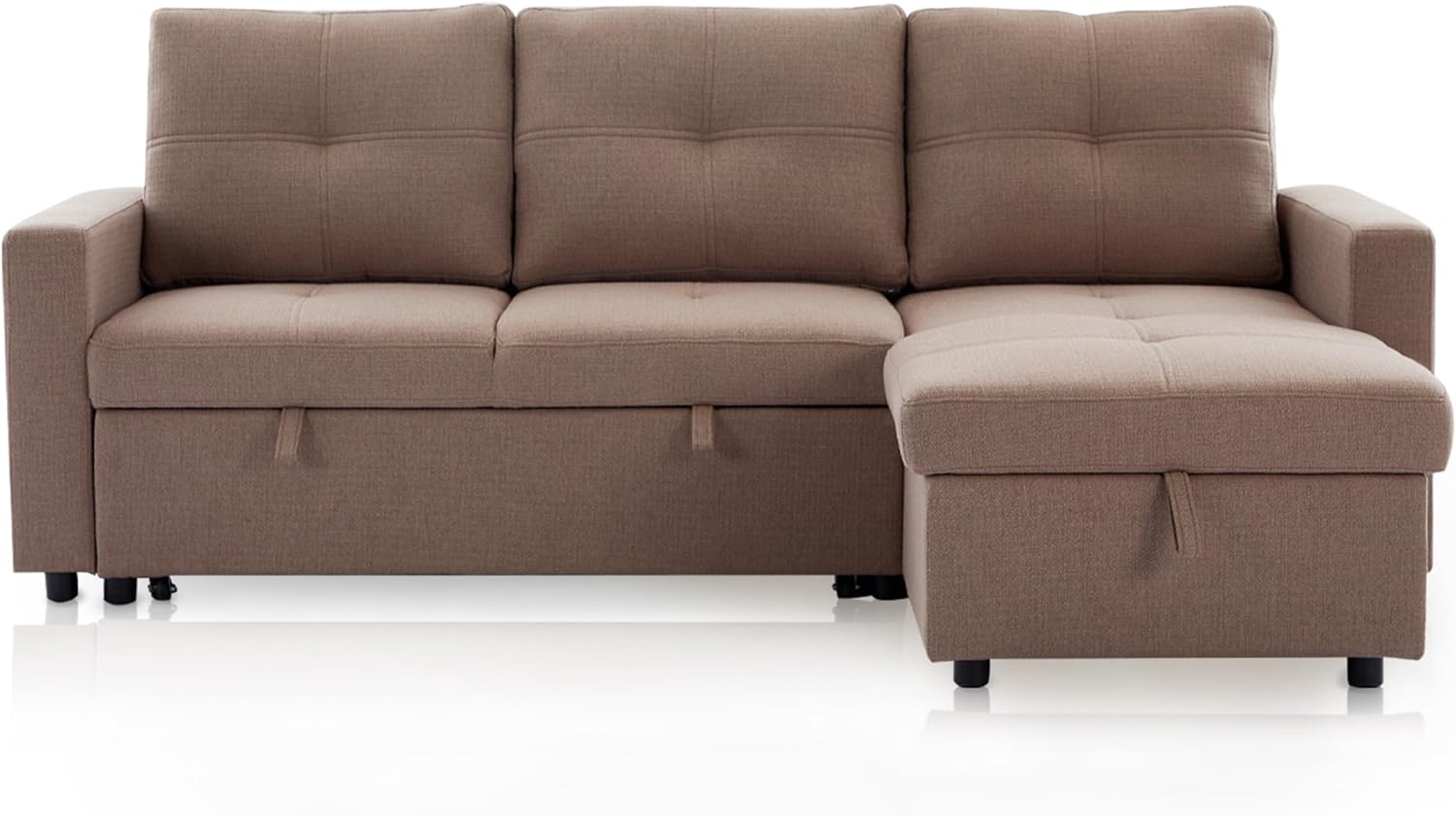 KHG Ecksofa 217x87x132 cm in Braun, mit Schlaffunktion & Bettkasten, Webstoff (100% Polyester), Nosag-Federung - modern & flexibel stellbar
