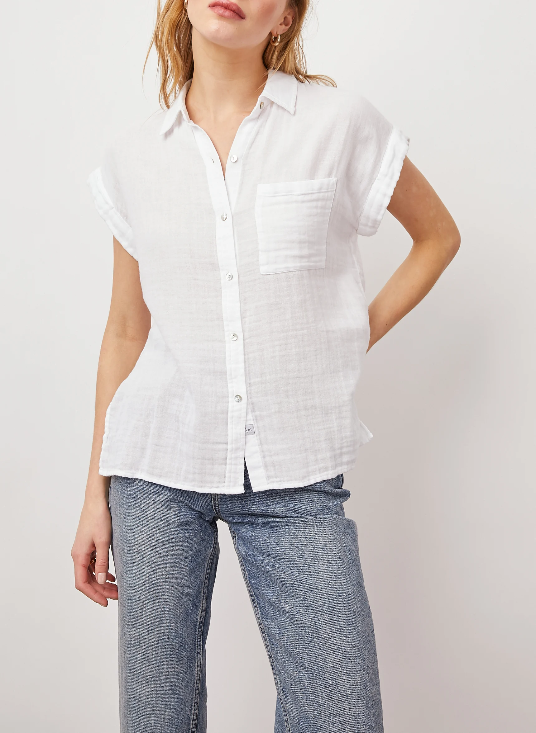 WHITNEY - Chemise droite en coton bio | Blanc