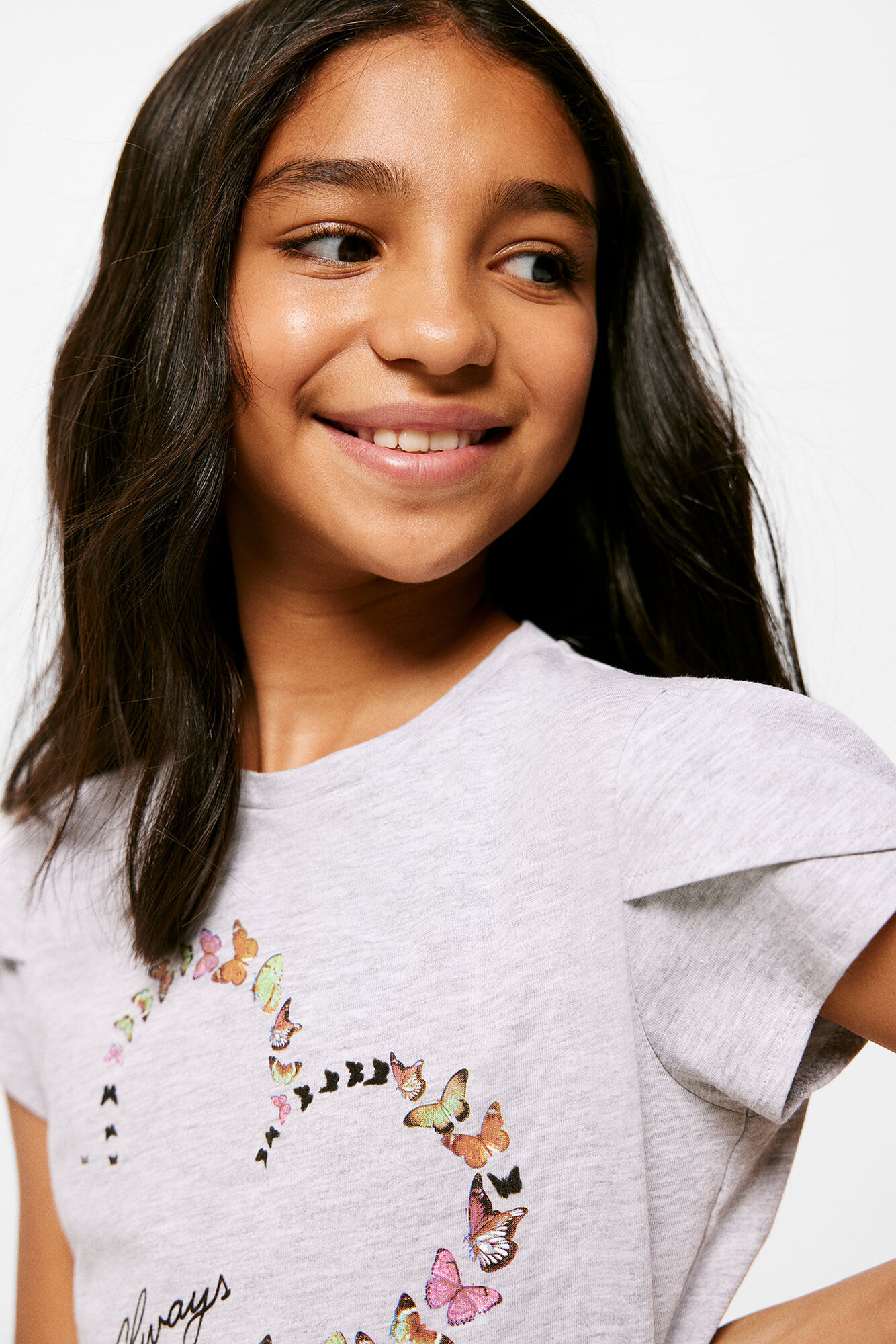 Camiseta com estampa de coração para meninas