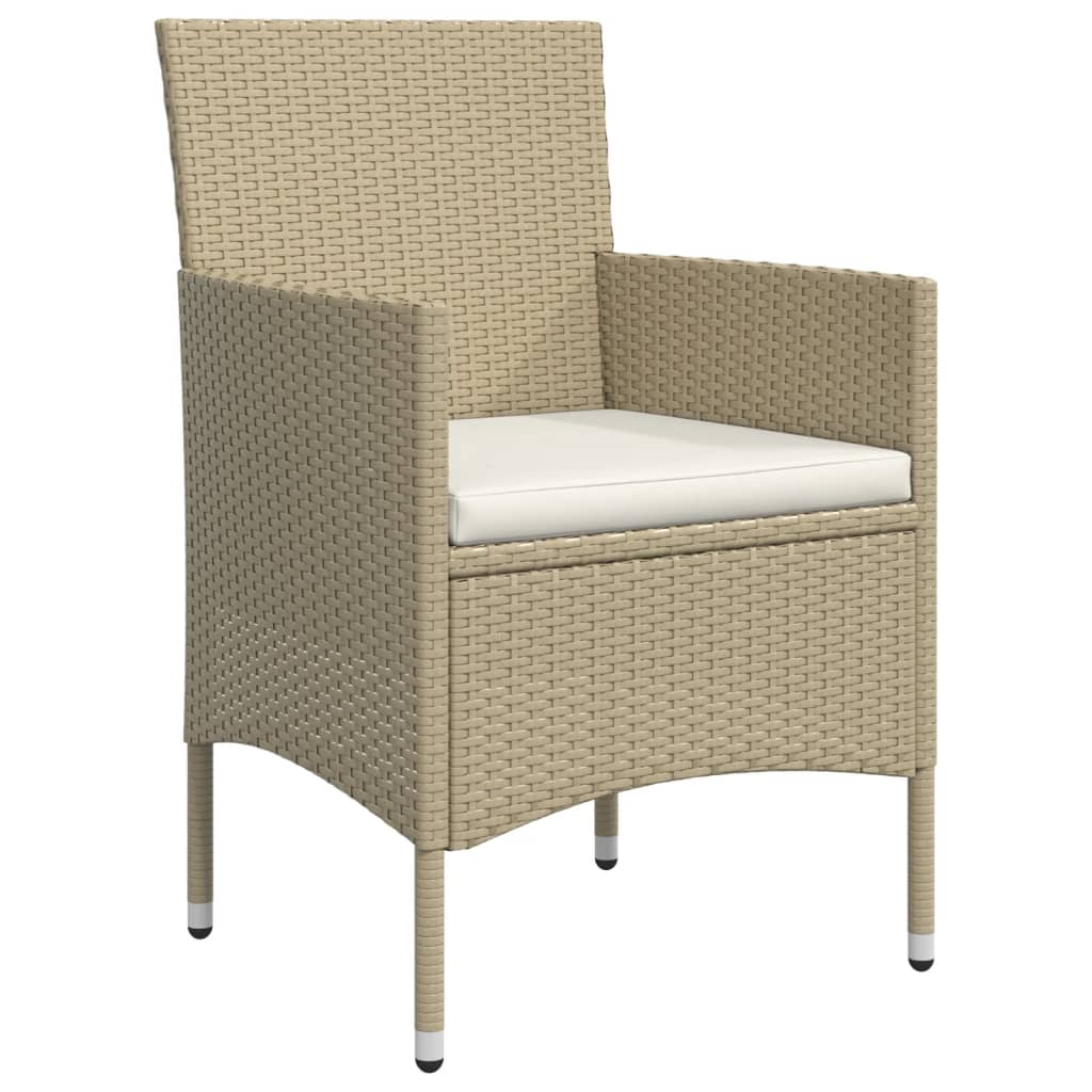Mobilier de salle à manger de jardin coussins 7 pièces beige/noir