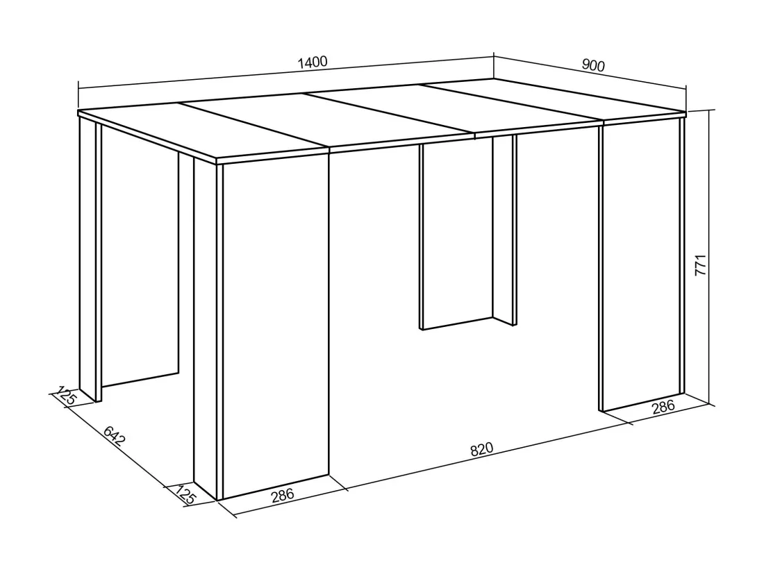 Table console extensible, 140, Pour 6 personnes, Table à Manger, Noir et chêne