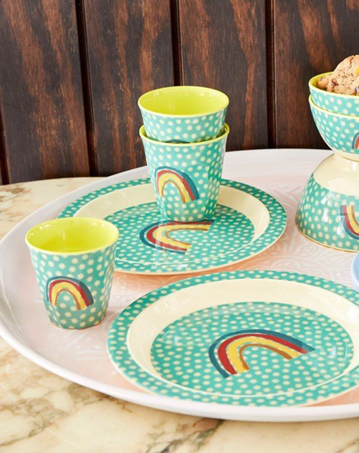 Melamin-Becher RAINBOW & STARS MEDIUM in hellblau/gelb