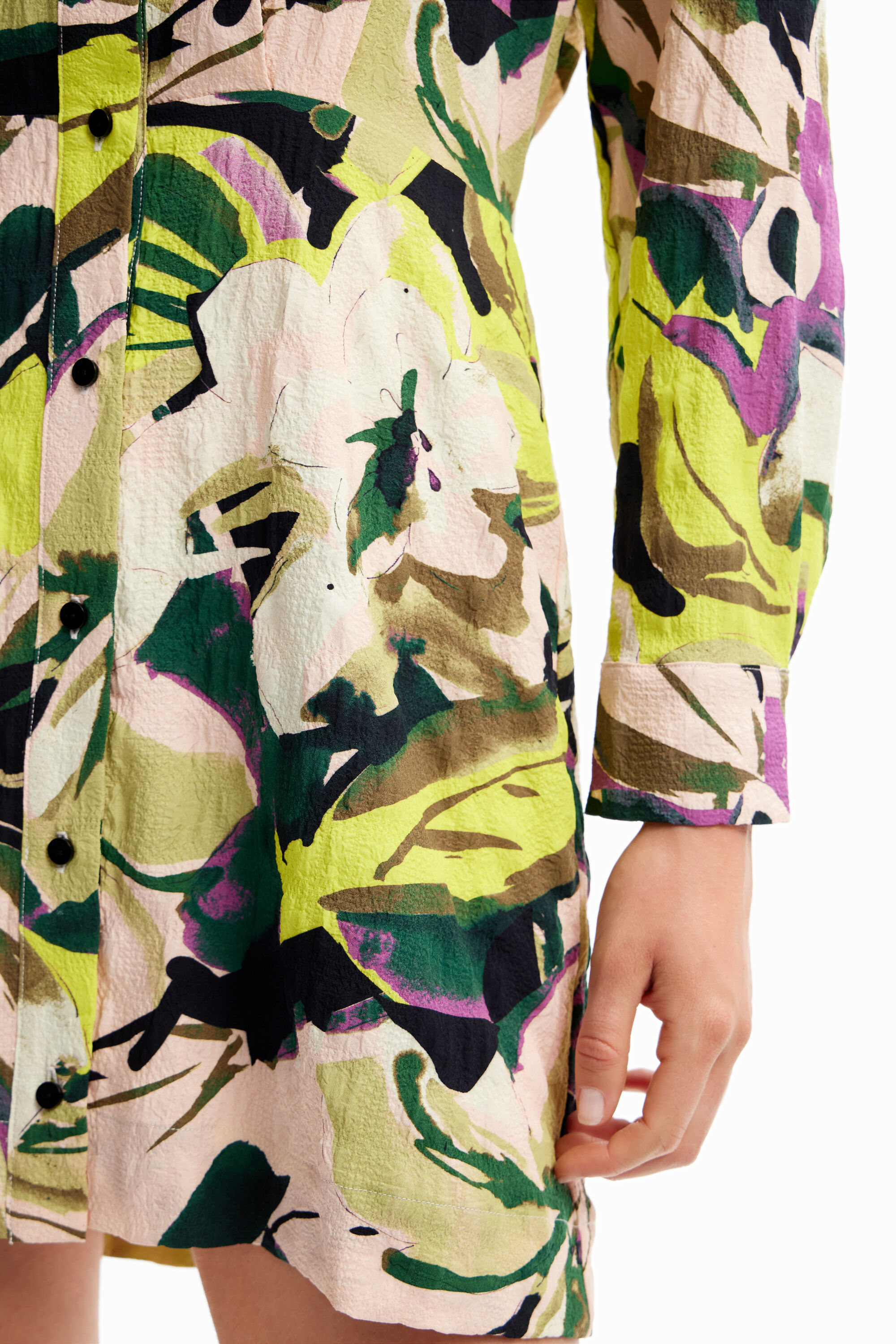 Robe chemise courte fleurs