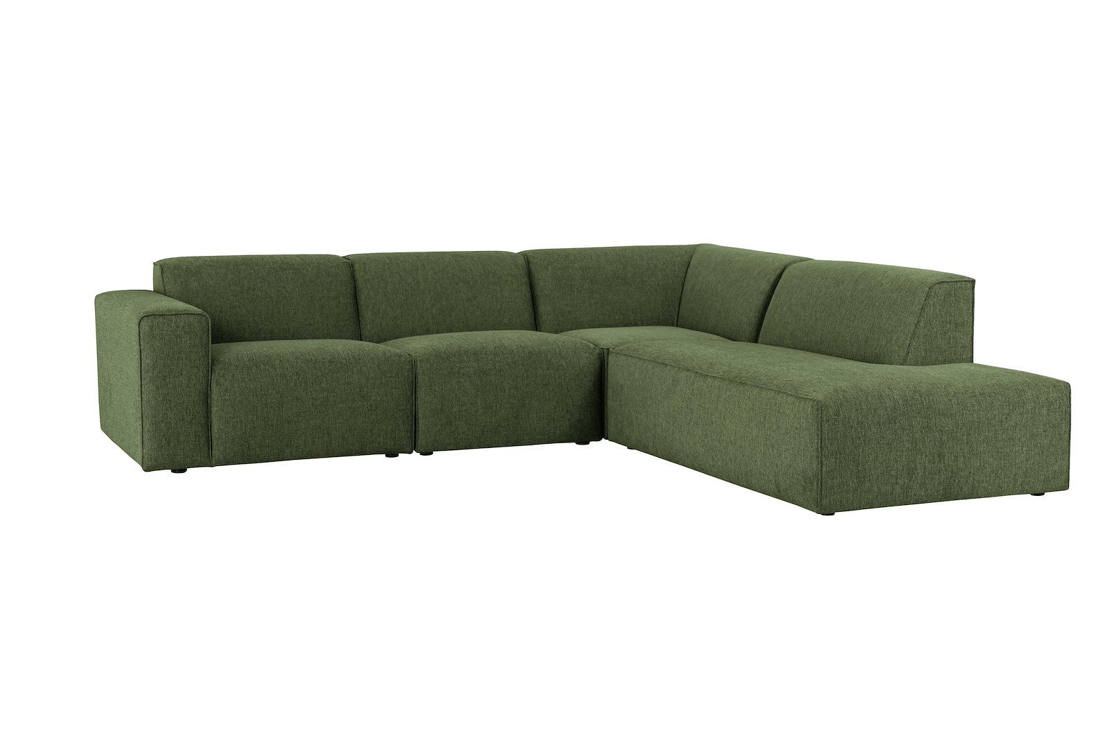 Styl 2-seter med åpen ende høyre Tekstil Neve 17/2 Dark Green med sorte ben.