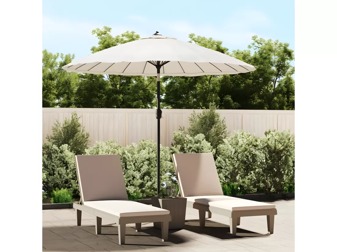 Parasol d'extérieur et mât avec aluminium 270 cm Blanc sable