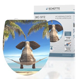 SCHÜTTE WC-Sitz Happy Elephant High Gloss Duroplast Absenkautomatik, Schnellverschluss