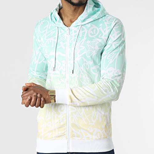 Sweat Zippé Capuche 2230158 Vert Clair Jaune Dégradé
