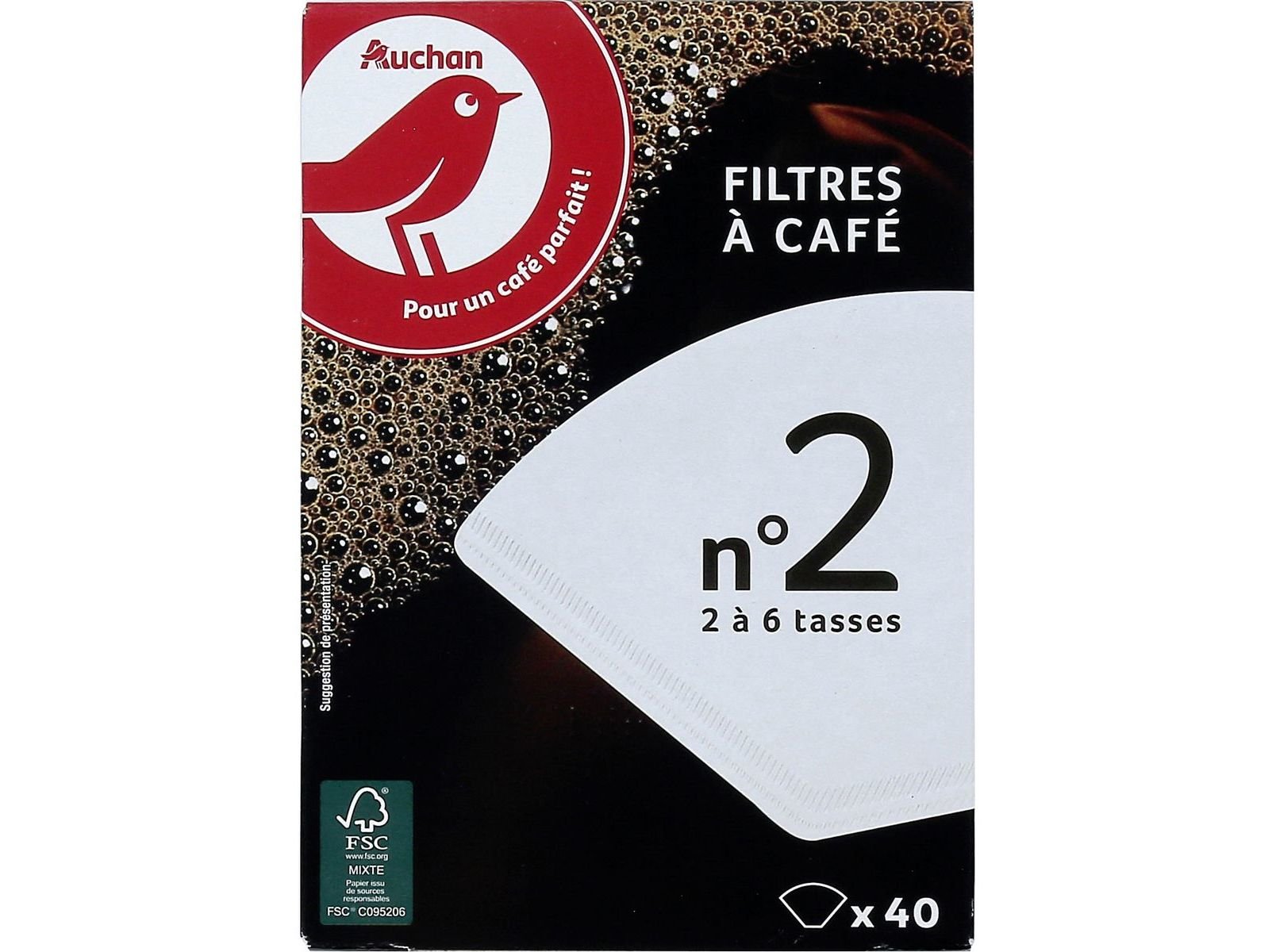FILTROS PARA CAFÉ N.2 AUCHAN PACK 40 UNIDADES