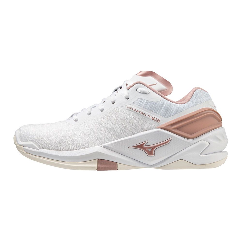 Mizuno WAVE STEALTH NEO - Chaussures handball Femme white/rose/snow white