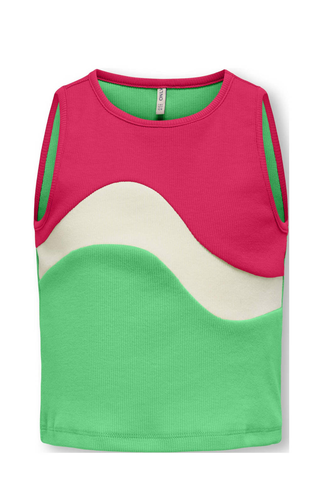 ONLY top KOGGRY fuchsia/groen/wit