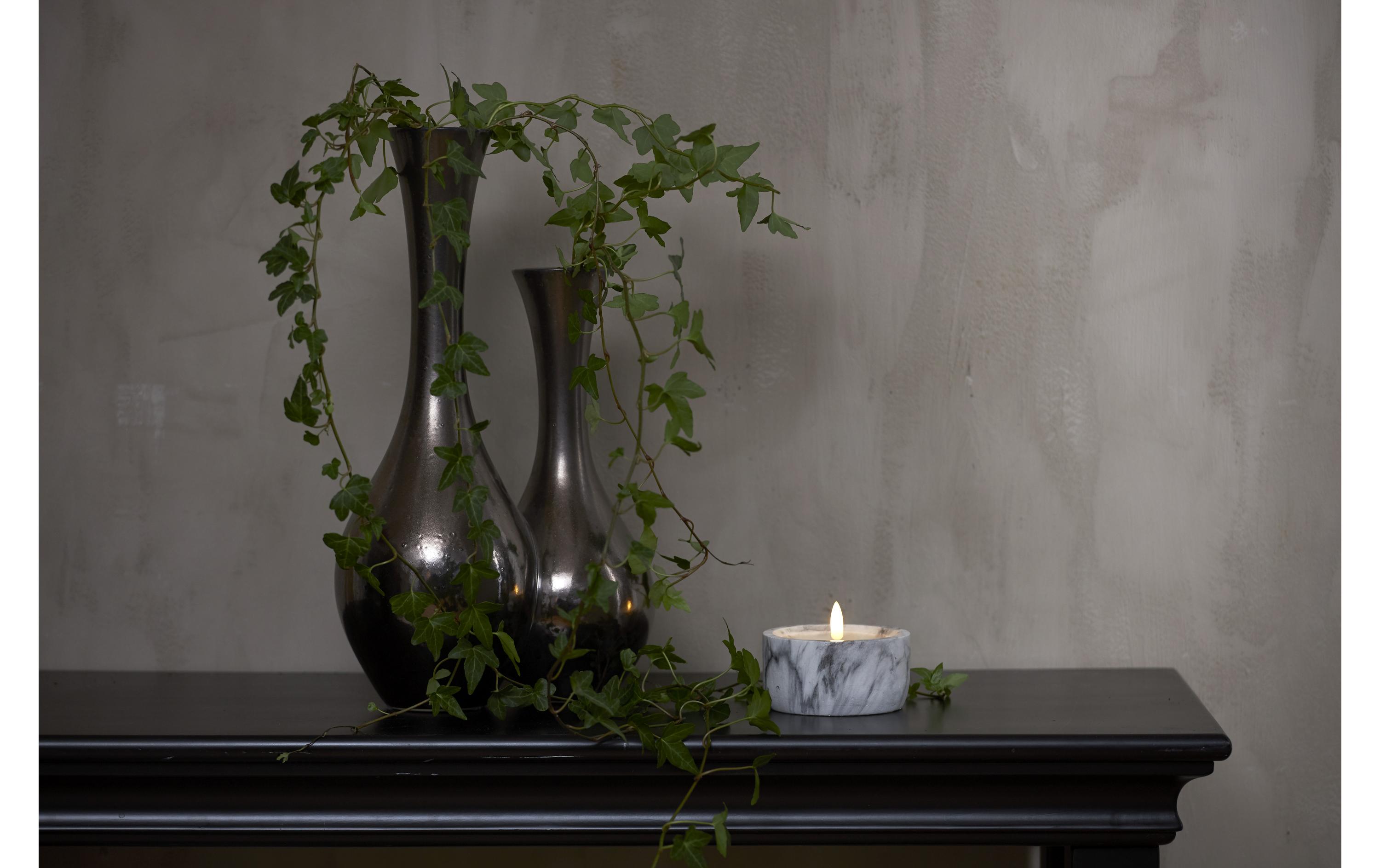 LED-Kerze Pillar Flamme Marble Ø 10 x 7.5 cm, GrauLED Kerze mit tanzender Flamme