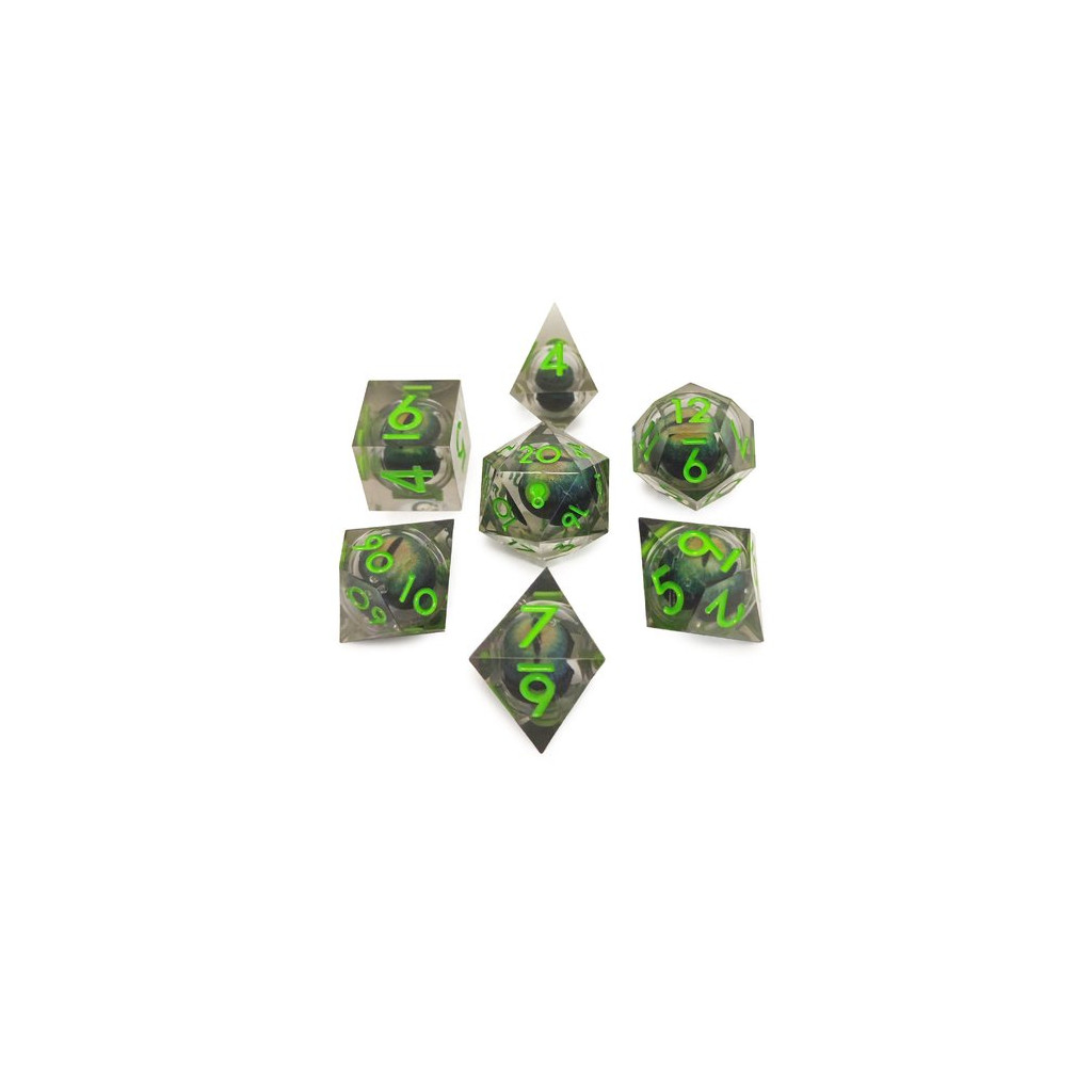 Set de 7 Dés JDR Répliquant : Œil de Dragon Mouvant