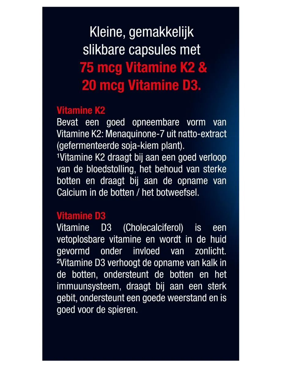 Vitamine K2 + D3 capsules