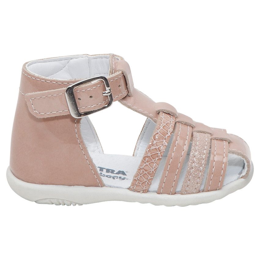 Nu-pieds en cuir avec brides fantaisie - Ecru