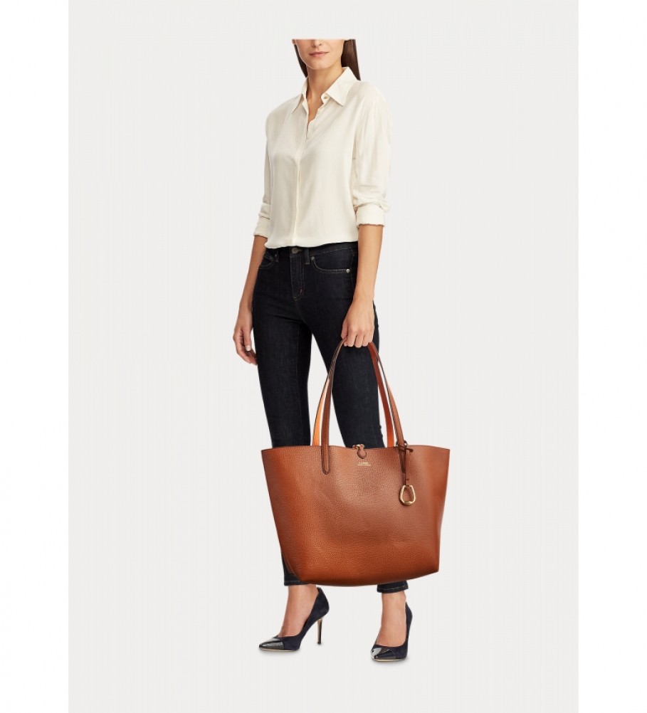 Bolsa tote reversível Ralph Lauren tamanho médio marrom - 28x40,6x12,7cm -